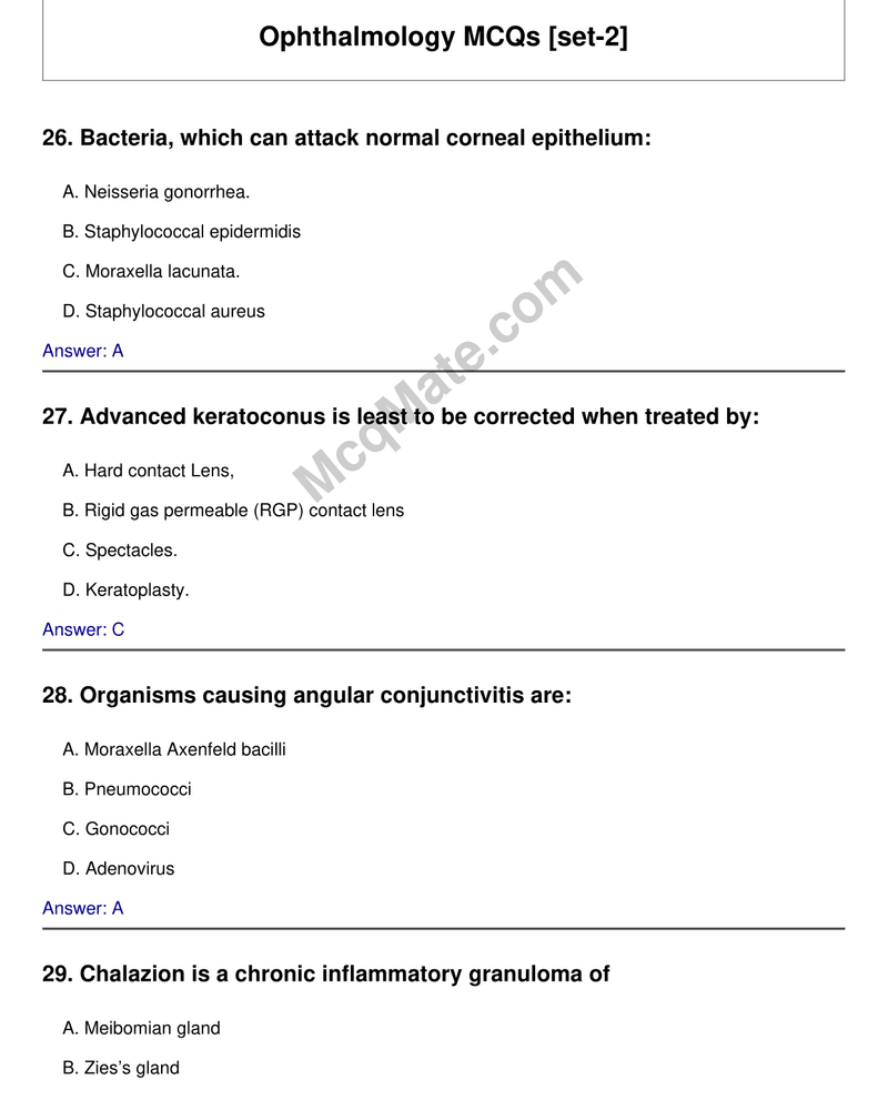 Ophthalmology MCQs [set-2] cover