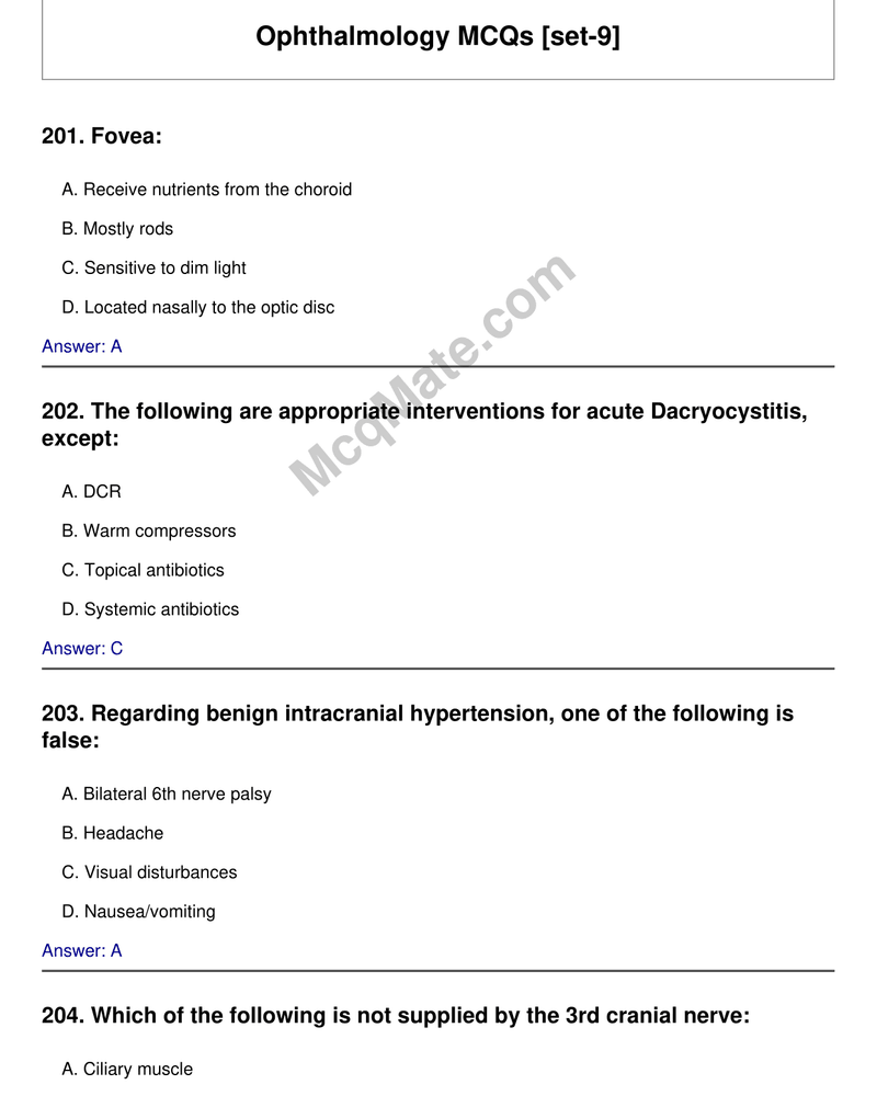 Ophthalmology MCQs [set-9] cover