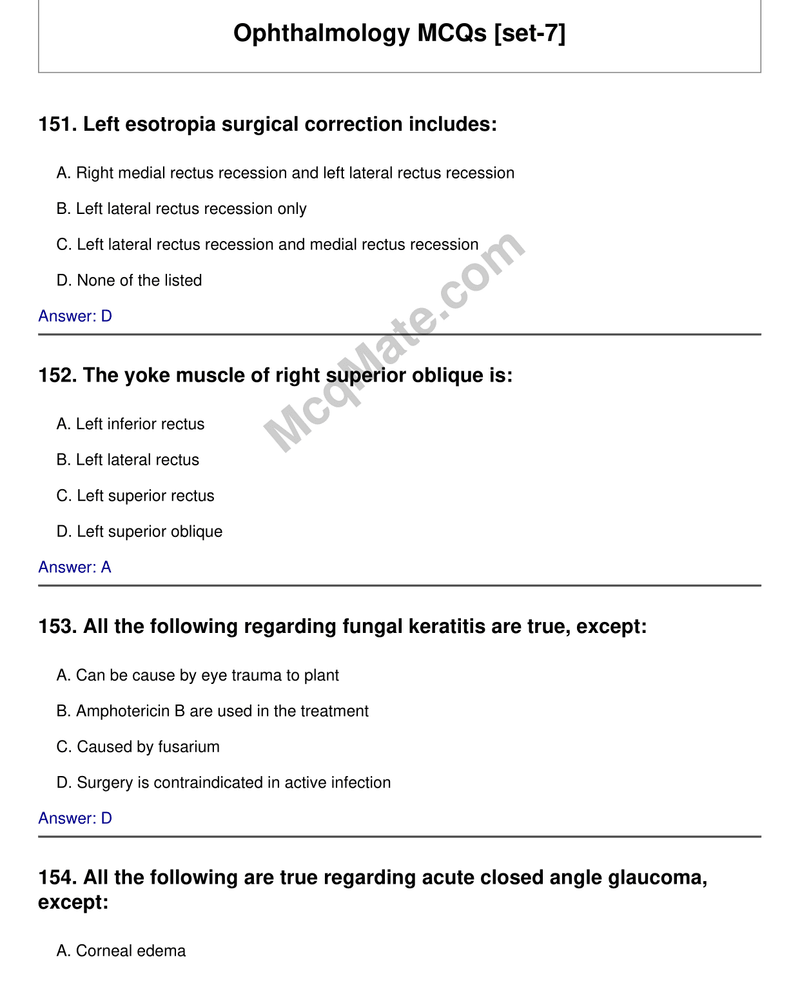 Ophthalmology MCQs [set-7] cover