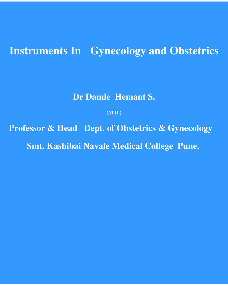 Instruments in Gynecology and Obstetrics cover