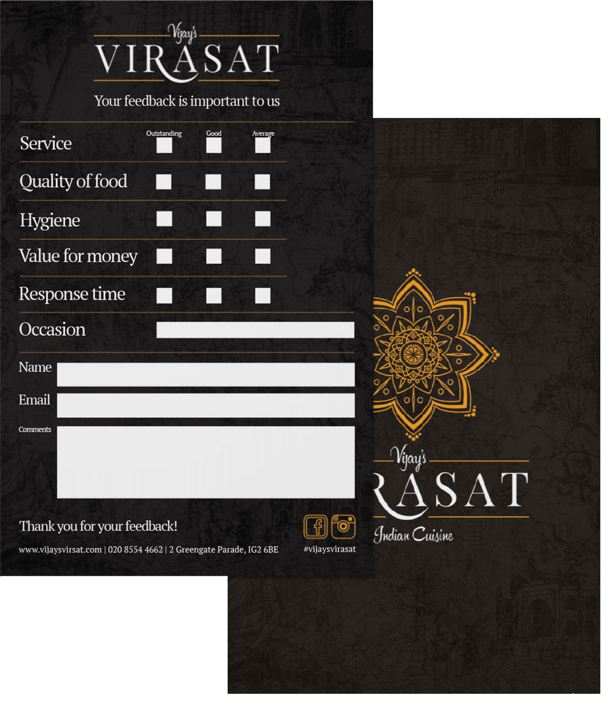 Vijays Virasat Feedback Cards - Vijay's Virasat