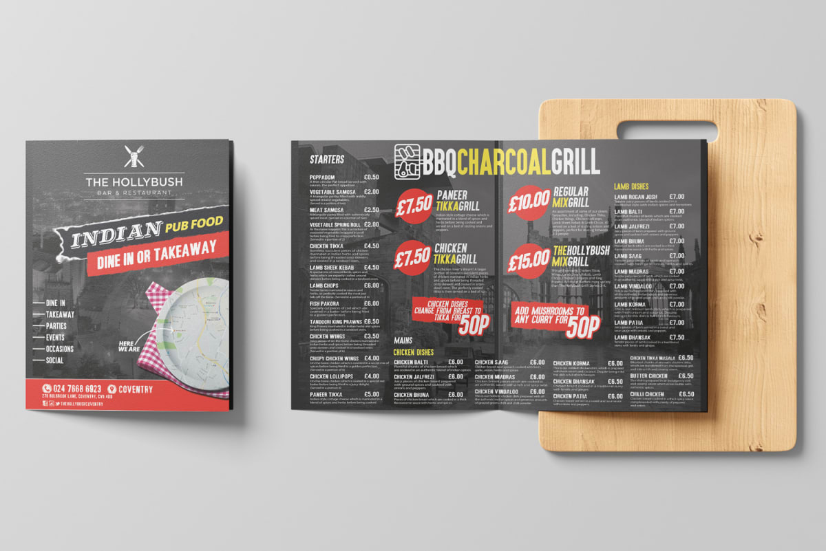 The Hollybush Bar Restaurant Food Menu Design 7 - The Hollybush Bar & Restaurant