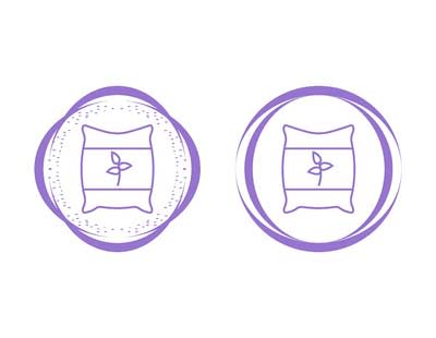 Purple icons signifying hypoallergenic pillows