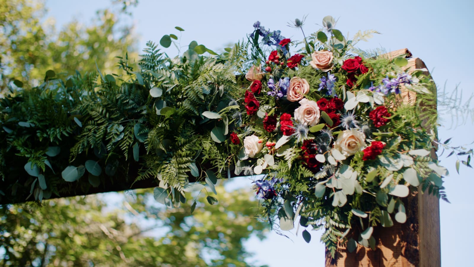 A beautifully decorated floral altar