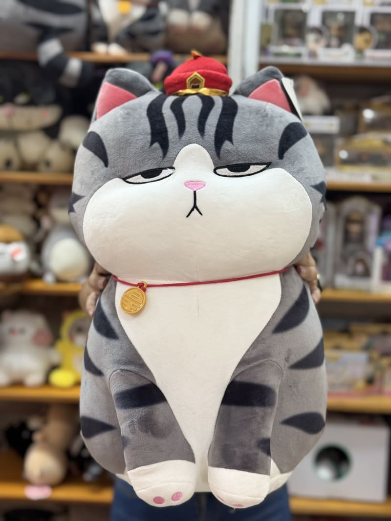 PELUCHE GATO SERIO 48CM GRIS