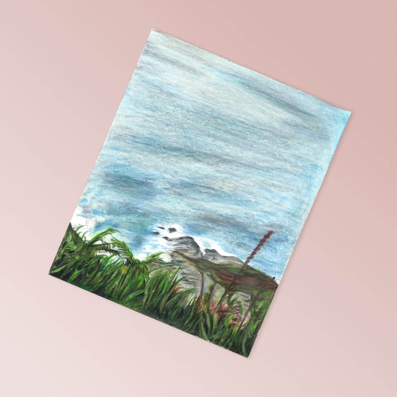 Numbing album art a landscape drawing in pencil crayon