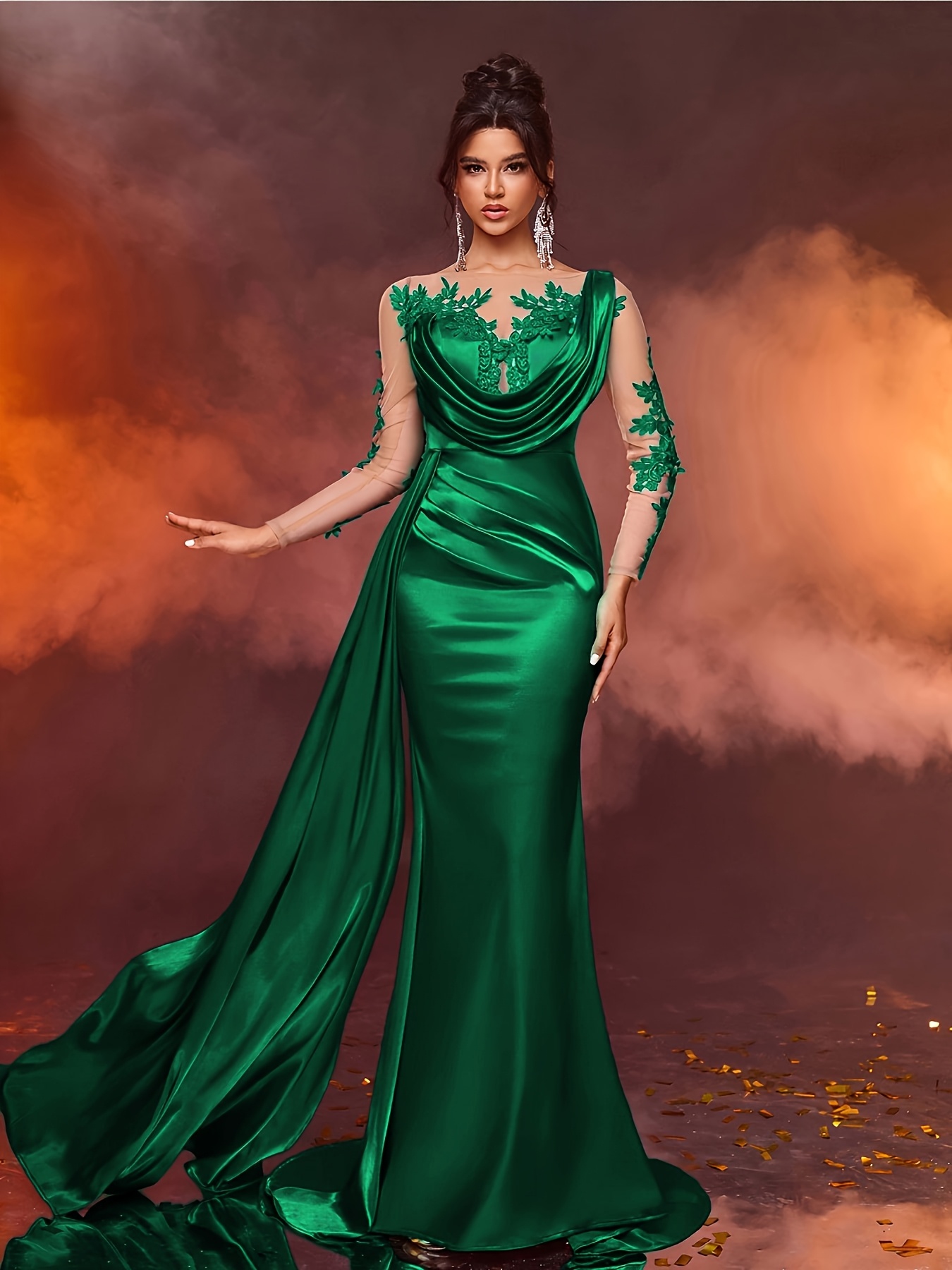 Novo Vestido Formal de Noite Comprido Feminino em Renda Elegante e Bonito  6