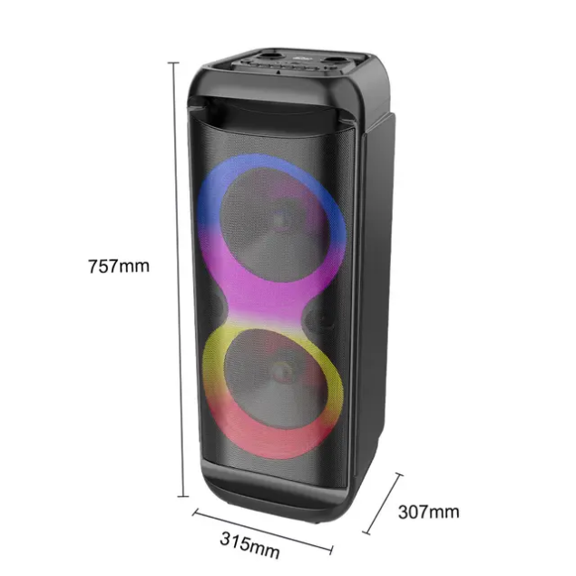Coluna de Som Torre Bluetooth 8" — Sistema de Karaoke com Iluminação RGB 3