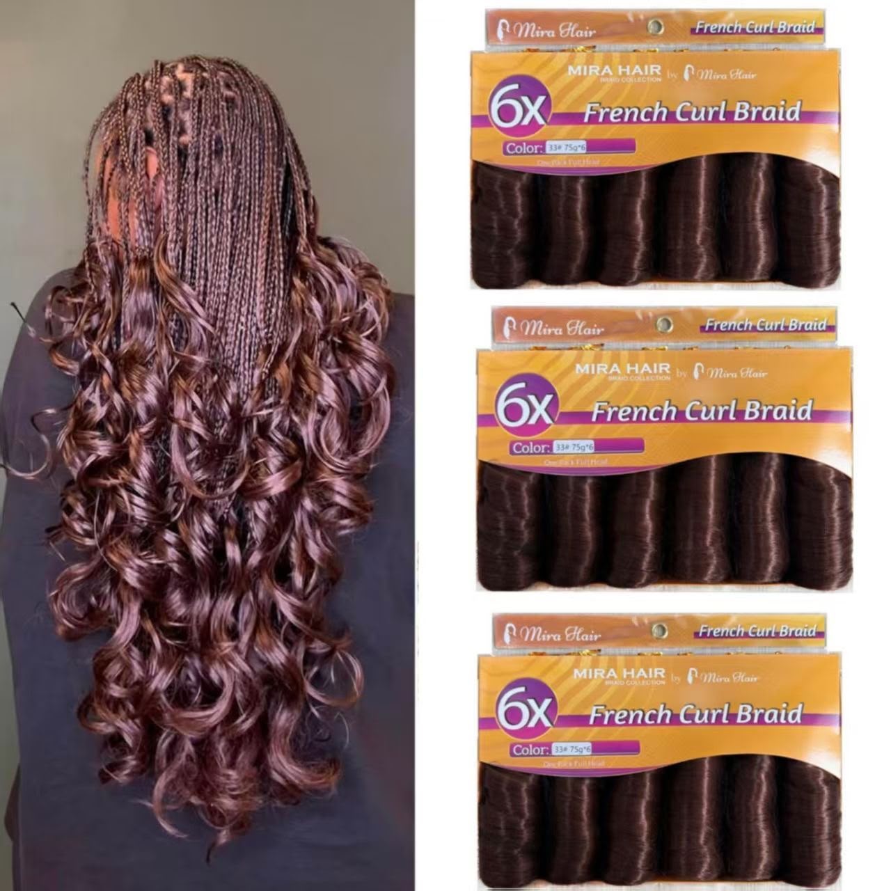  MIRA HAIR – FRENCH CURL BRAID 6X  French Curl Braid é uma extensão capilar desenvolvida para criar tranças