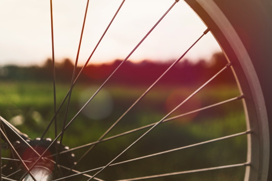 Imagen de una rueda de bicicleta en zoom