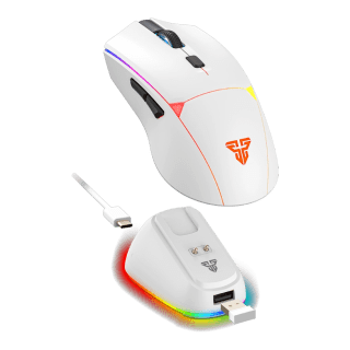 Mouse Inalámbrico Gamer Fantech CRYPTO II WIRELESS WG7V2RD 12K DPI ARGB USB 2.4G BT Blanco c/ Dock