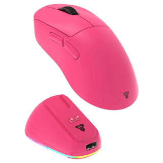 Mouse Inalámbrico Gamer Fantech YARI E WG14E ROSIE 12K DPI Ergonómico Dock RGB 2.4G BT USB Rosa