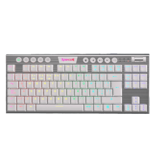 Teclado Mecánico Inalámbrico Redragon Horus TKL K621W RGB Blanco Switch Red Español LA