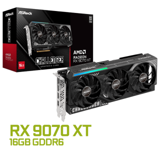 Placa de Video ASRock Radeon RX 9070 XT Challenger 16GB GDDR6 256bit PCIe 5.0 LED
