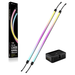 Tiras de Luz LED CORSAIR iCUE LINK LS430 Aurora RGB 2x430mm c/ Adaptador iCUE/ARGB