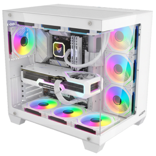 Gabinete Gamer Sentey BEARER PRO Mid Tower E-ATX TG 7xFan ARGB Blanco c/ Ctrl. ARGB