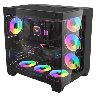 Gabinete Gamer Sentey BEARER PRO Mid Tower E-ATX TG 7xFan ARGB Negro c/ Ctrl. ARGB