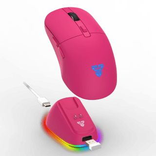 Mouse Inalámbrico Gamer Fantech KANATA WIRELESS WG9RD ROSIE 12K DPI USB 2.4G BT Rosa c/ Dock ARGB