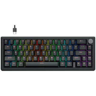 Teclado Mecánico Fantech ATOM X66 MK614 RETRO 65% ARGB Negro Switch Ice Apricot Inglés US