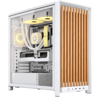 Gabinete CORSAIR FRAME 5000D WOOD RS Mid Tower E-ATX TG USB-C 3x Fan Blanco Madera Roble