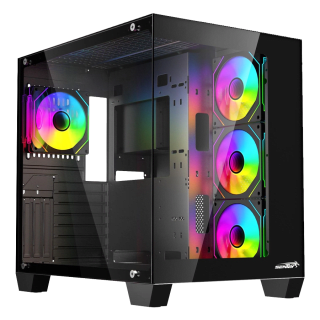 Gabinete Sentey Bearer PWM Mid Tower E-ATX 2xTG 4xFan ARGB Negro