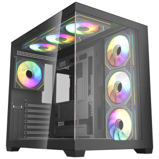 Gabinete Fantech LUMINA X CG85X Mid Tower ATX 2x TG USB-C 6x Fan ARGB Negro