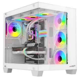 Gabinete Sentey Bearer PWM Mid Tower E-ATX 2xTG 4xFan ARGB Blanco