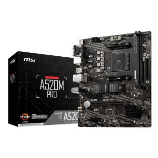 Motherboard MSI A520M PRO AMD AM4 mATX DDR4 PCIe 3.0 M.2 Gen3