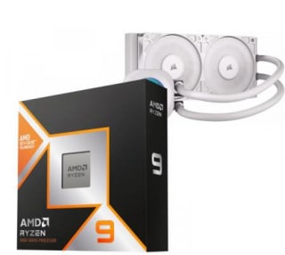 Procesador AMD Ryzen 9 9950X3D 5.7GHz Turbo + Corsair NAUTILUS 240 RS LCD White Water Cooler