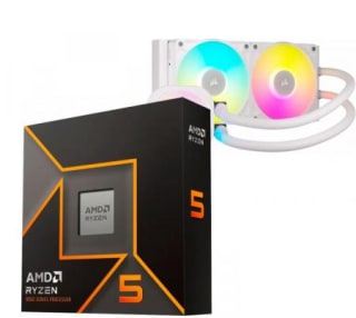 Procesador AMD Ryzen 5 9600X 5.4GHz Turbo + Corsair ICUE TITAN LINK 240 RX RGB White Water Cooler