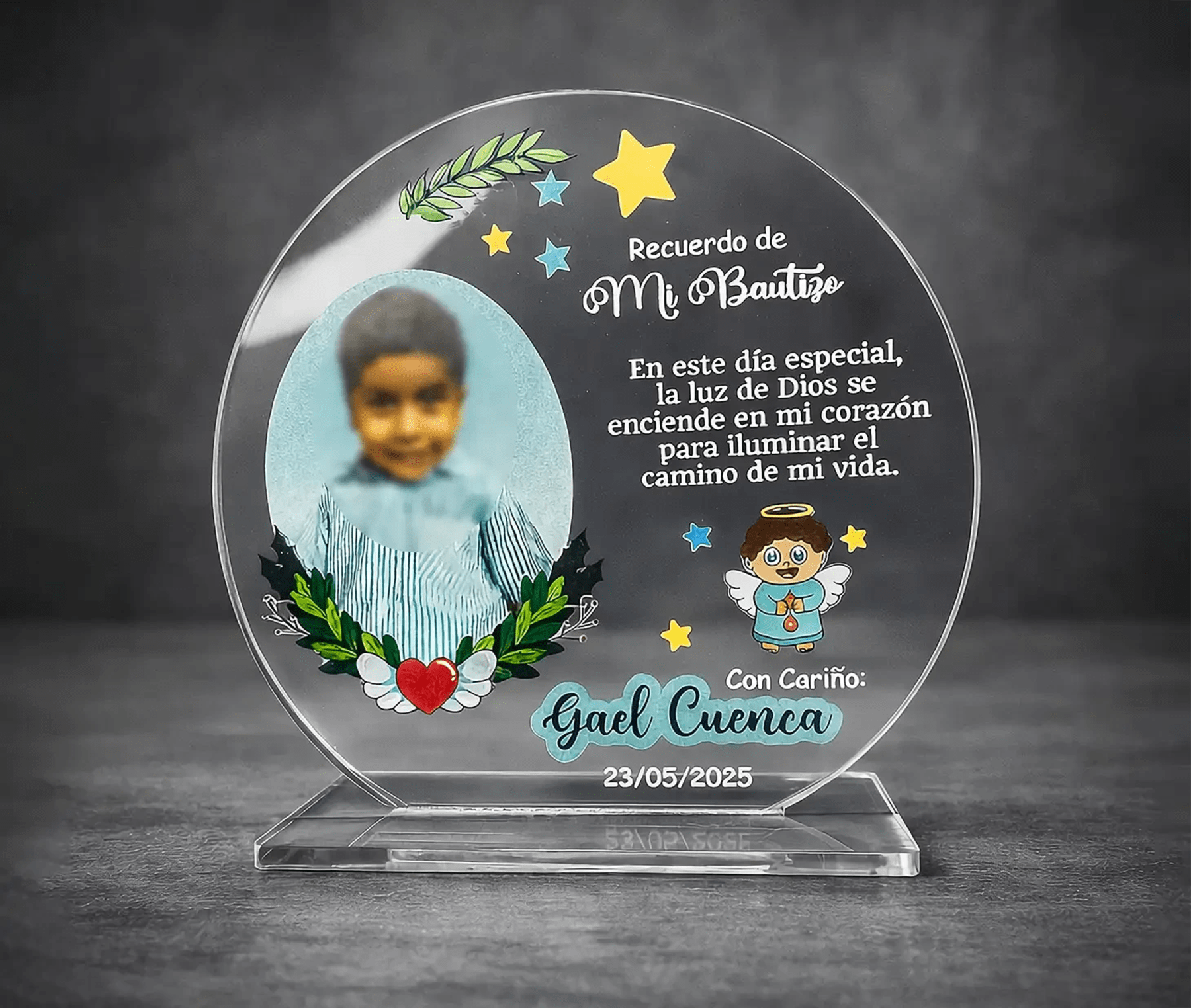 Recuerdo de Bautizo Personalizado en Acrílico | Elegante Detalle para bautizo - Producto personalizado - Izeta Studio