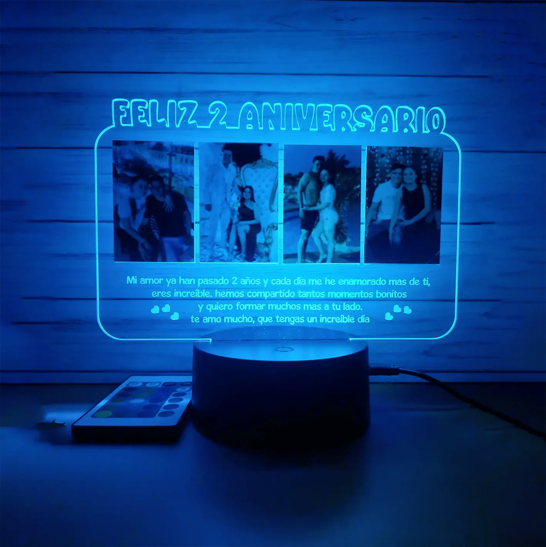Lámpara LED Personalizada de Acrílico con Fotos y Texto – Regalo de Aniversario y San Valentín - Producto personalizado - Izeta Studio