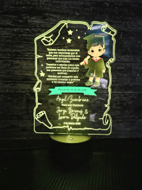 Lámpara LED Personalizada de Graduación 2026 - Recuerdo Acrílico Grabado para Padrinos y Familia - Producto personalizado - Izeta Studio