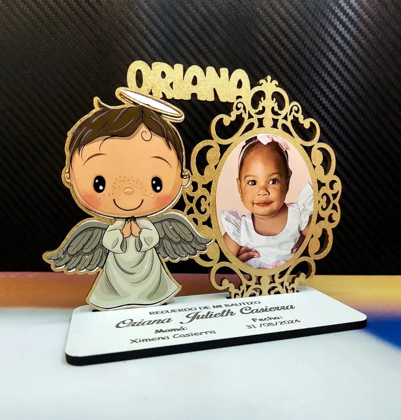Recuerdo de Bautizo Personalizado Ángel de la Guarda con Foto - Producto personalizado - Izeta Studio