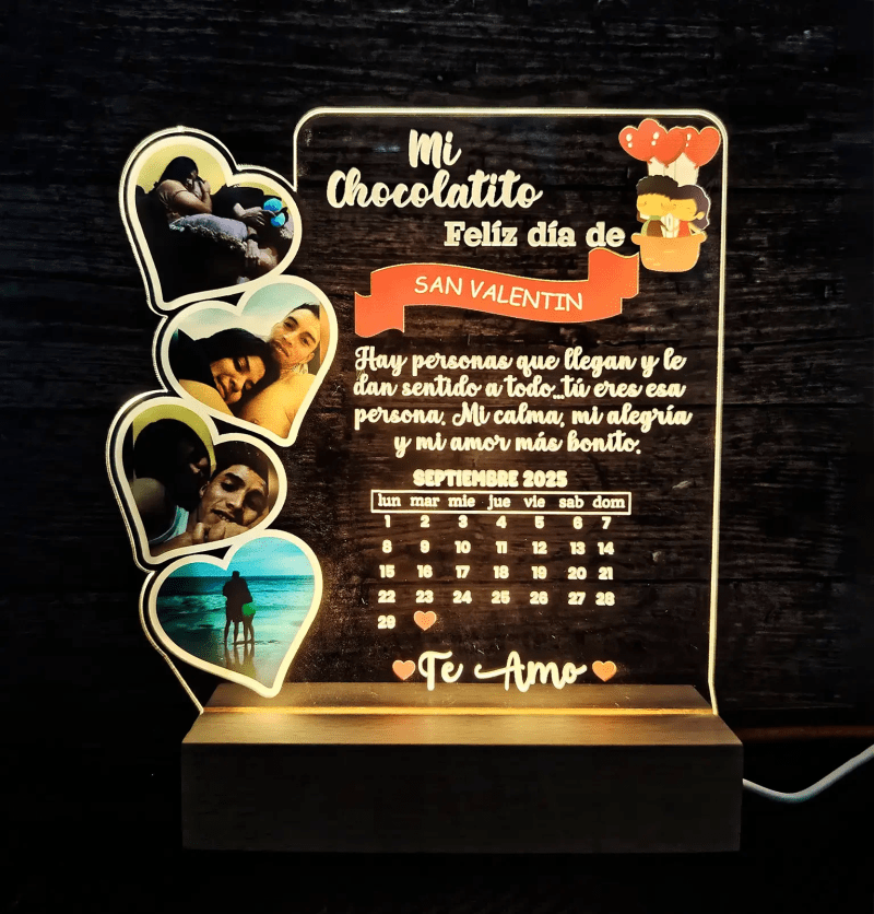 Lámpara Acrílica LED Personalizada San Valentín | Calendario Aniversario Fotos Pareja - Producto personalizado - Izeta Studio