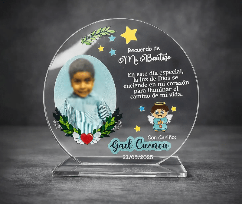 Recuerdo de Bautizo Personalizado en Acrílico | Elegante Detalle para bautizo - Producto personalizado - Izeta Studio