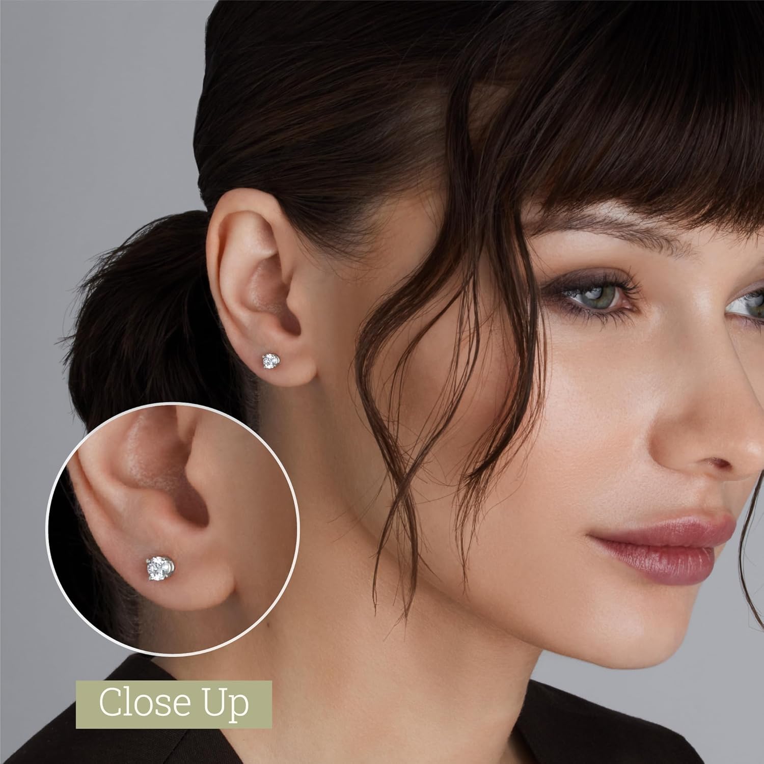 Gilded Lab-Grown Diamond Stud Earrings for Women| 925 Sterling Silver Studs and 14KT Gold 925 Plated Silver | Hypoallergenic Fine Jewelry | 4-Prong Basket, Push Back Nut | Round Cut, SI1 Clarity, F Color | 1/10,1/5,1/4,1/3,3/8,1/2,3/4,7/8,1 Carat Total Weight 1/2 CTTW Silver - 2