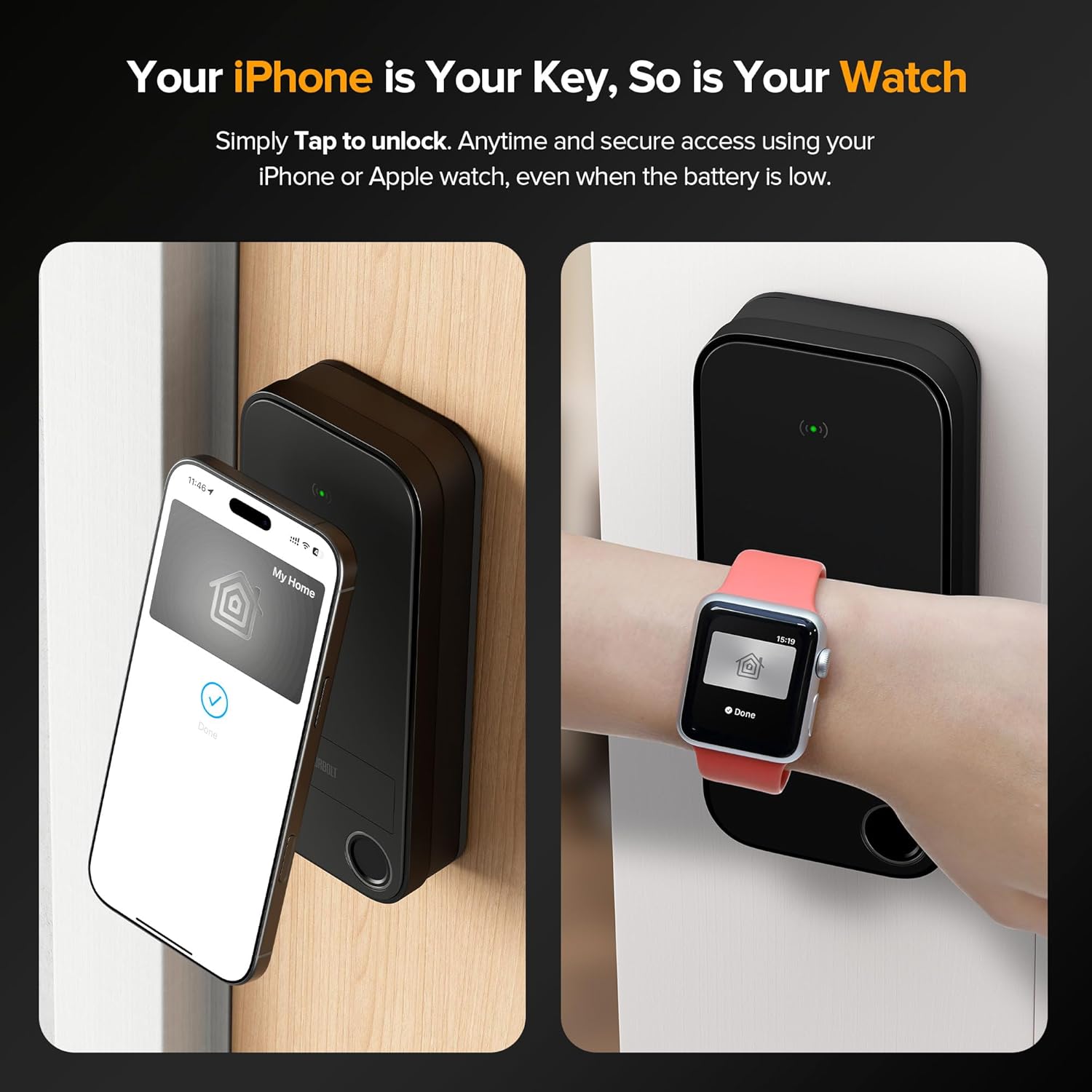 ThorBolt X1 Apple Home Key Lock, iOS ONLY Smart Keyless Entry HomeKit Door Lock with Fingerprint, Keypad Deadbolt Lock Works with HomeKit Over Thread (Border Router Required), IP65 Weatherproof, Black X1 Black