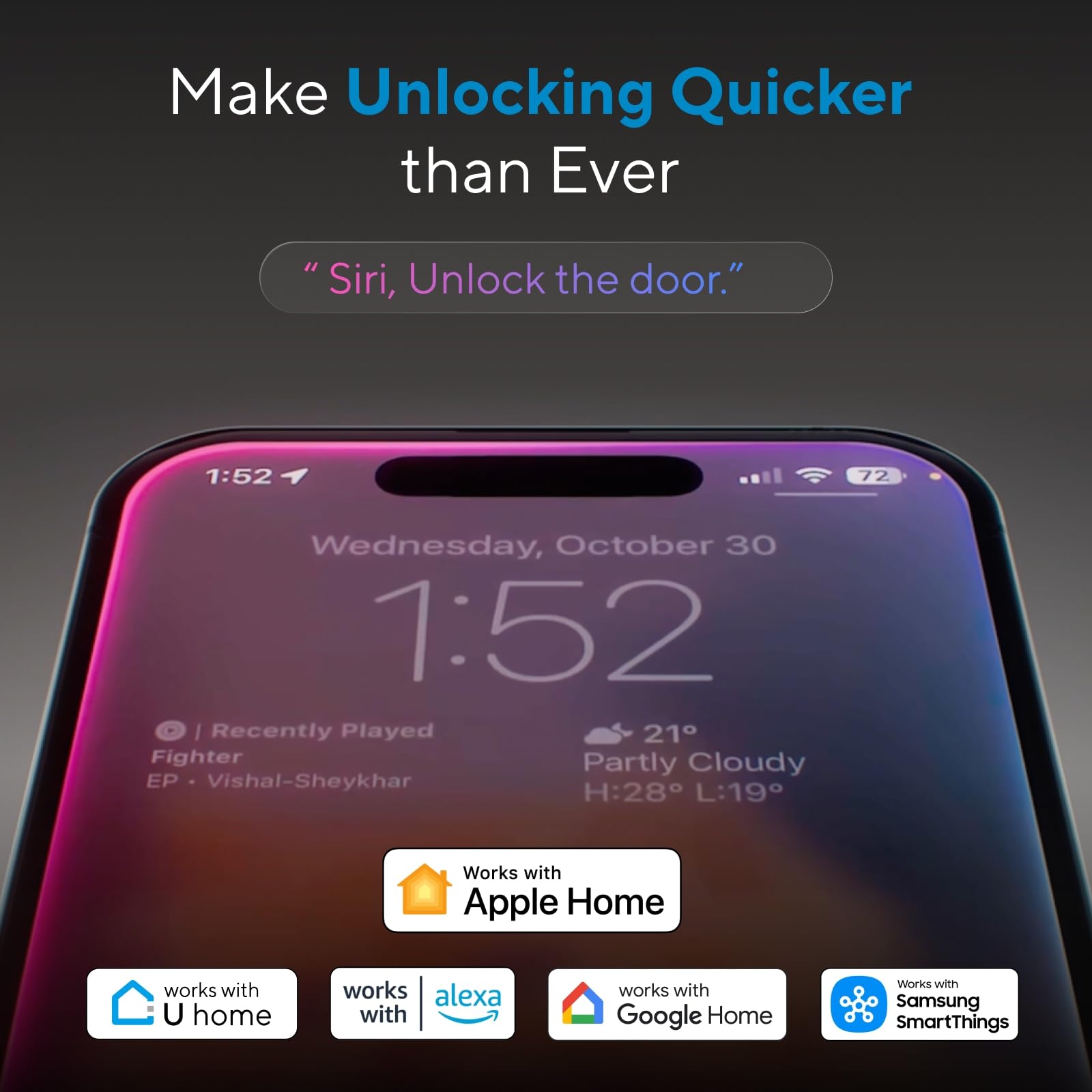 ULTRALOQ Bolt Fingerprint WiFi Smart Lock, Works with Apple Home, Siri, Alexa, 8-in-1 Keyless Entry with Fingerprint ID, App Remote Control, Keypad Deadbolt, BHMA Cert., Easy Install, 10 Mo. Battery Homekit + Built-in WiFi Black with Satin Nickel