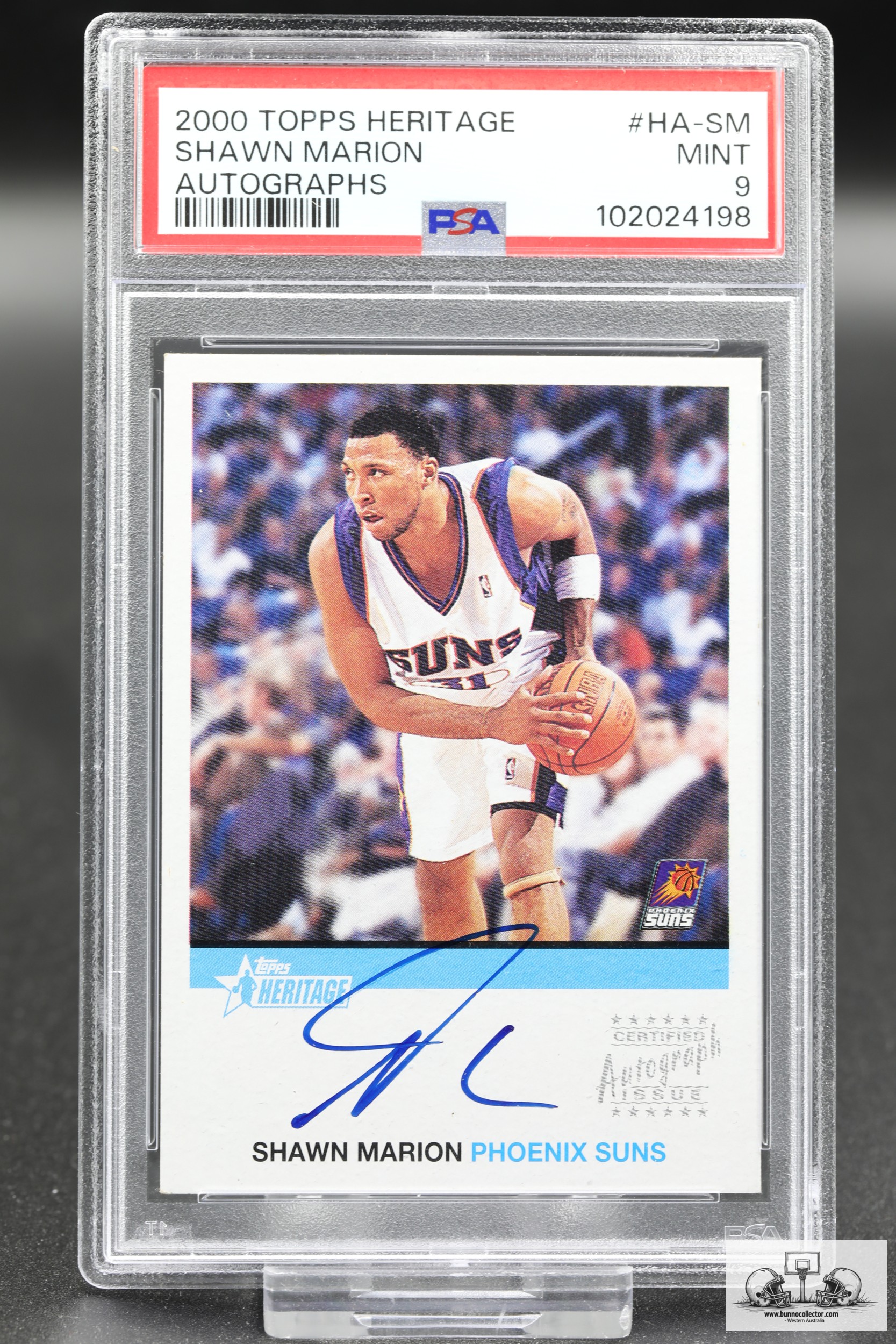 2001 Topps Heritage Autographs Shawn Marion #HA-SM PSA 9