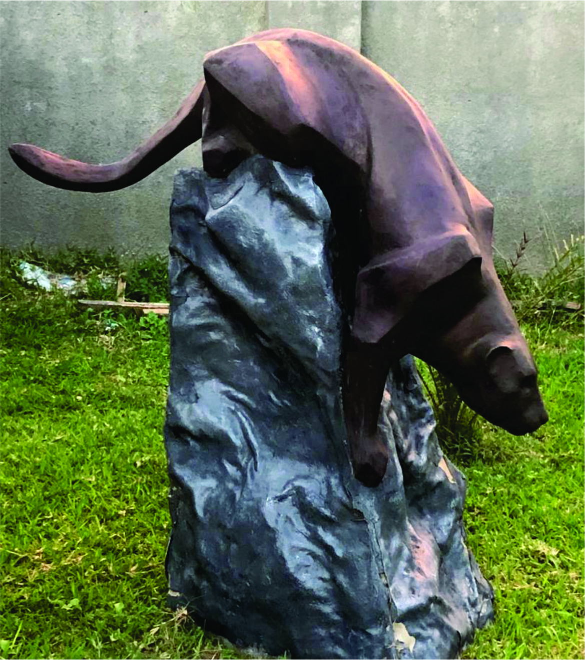 Sleek Obsidian Panther - Stone & Concrete Sculpture by Crafts Design