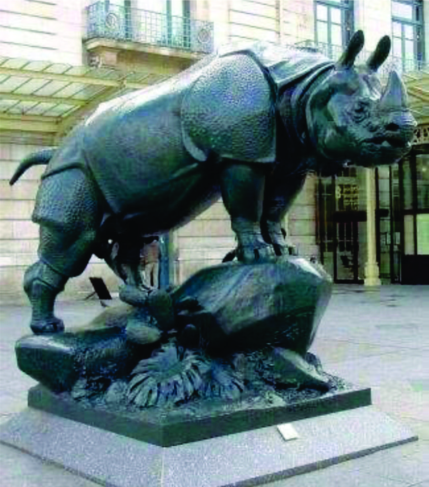 Armored Stone Rhino - Mega-Fauna Sculpture by Crafts Design