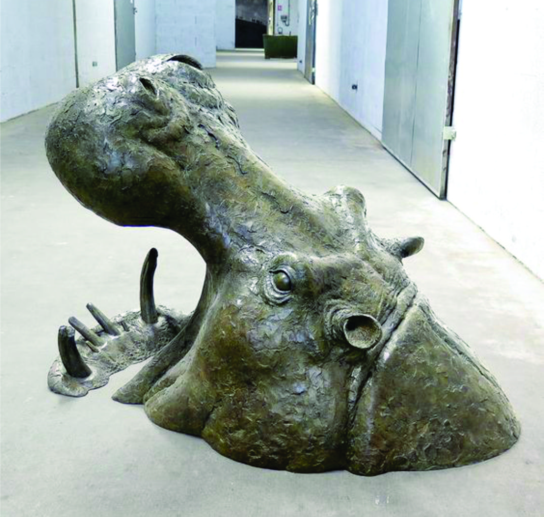Surfacing Hippo Bust - Aquatic Sculpture by Crafts Design