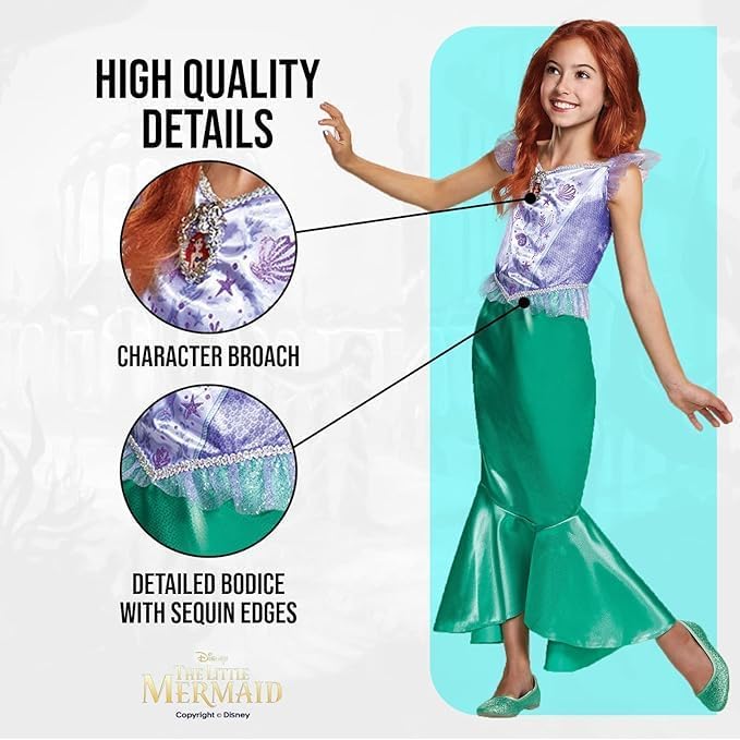 Vue 5 de Disney Costume Ariel Classique