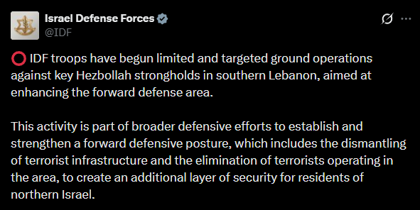 IDF ground operations in southern Lebanon