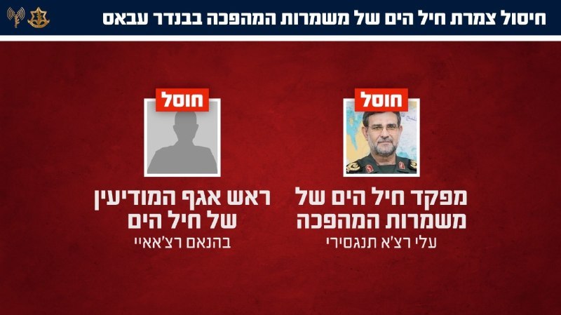 IDF confirmation of IRGC Navy command elimination