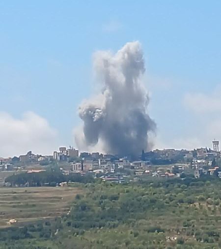 Smoke rising over a town in southern Lebanon after an Israeli strike