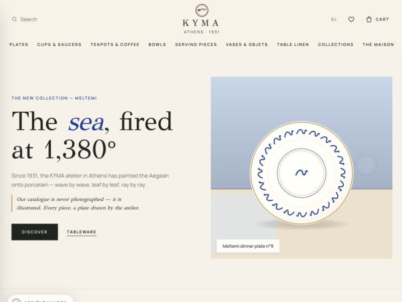 KYMA — Concept e-shop πολυτελούς πορσελάνης