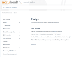 Screenshot of the Accuhealth knowledge base