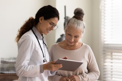 Doctor reviewing information with patient